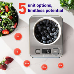 Etekcity Digital Kitchen Scale – Grams/Ounces, Stainless Steel, LCD, for Cooking & Meal Prep