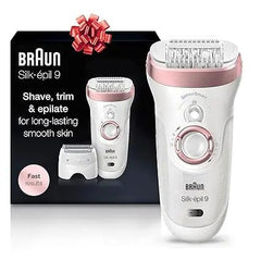 Braun Epilator Silk-épil 9 9-720, Hair Removal Device, Epilator for Women, Wet/Dry, Waterproof, 3-in-1 Epilate, Shave, or Trim, Salon-Like Smooth Skin, Womens Shaver & Trimmer, Cordless, Rechargeable.