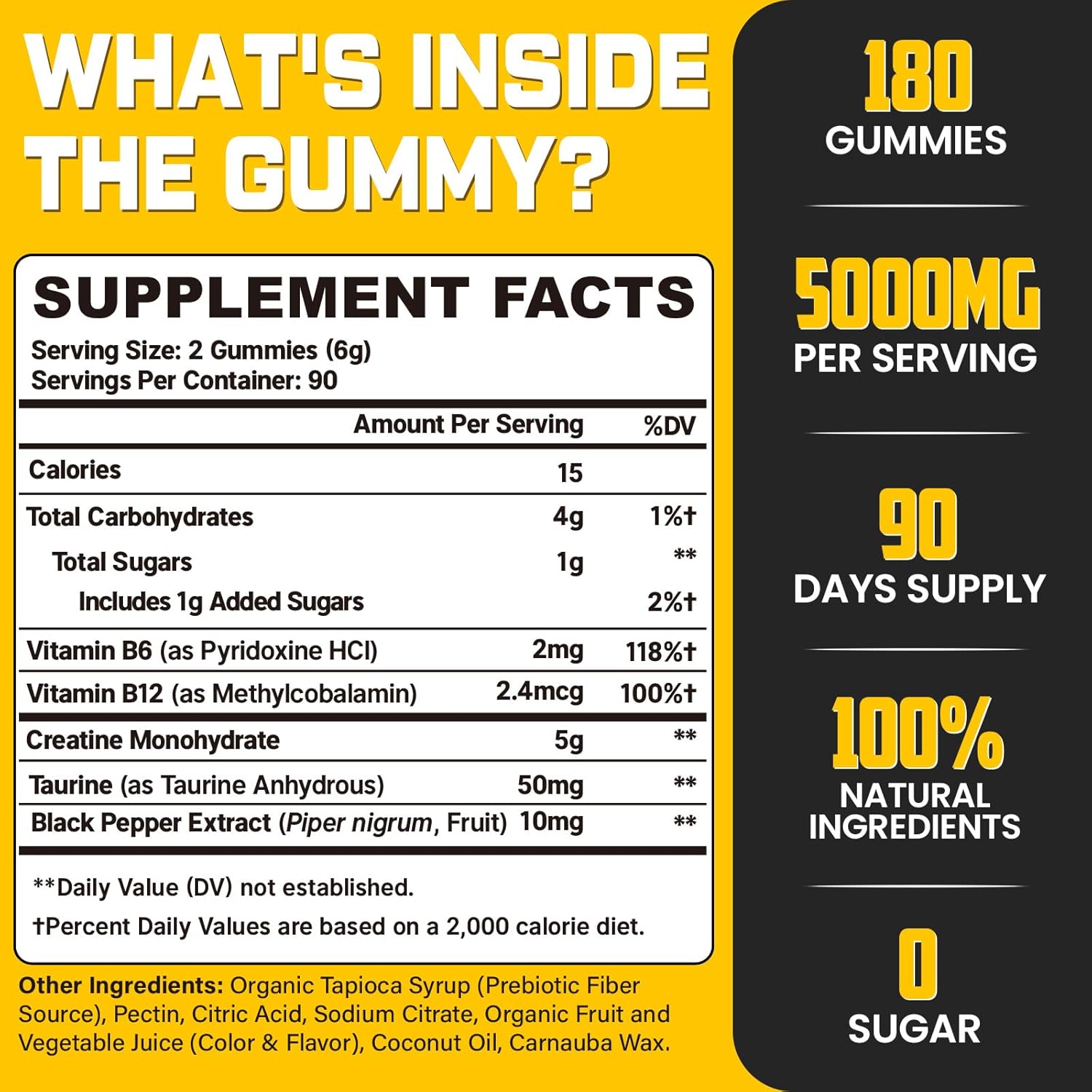 Sugar-Free Creatine Monohydrate Gummies – Vegan Pre-Workout Boost for Men & Women