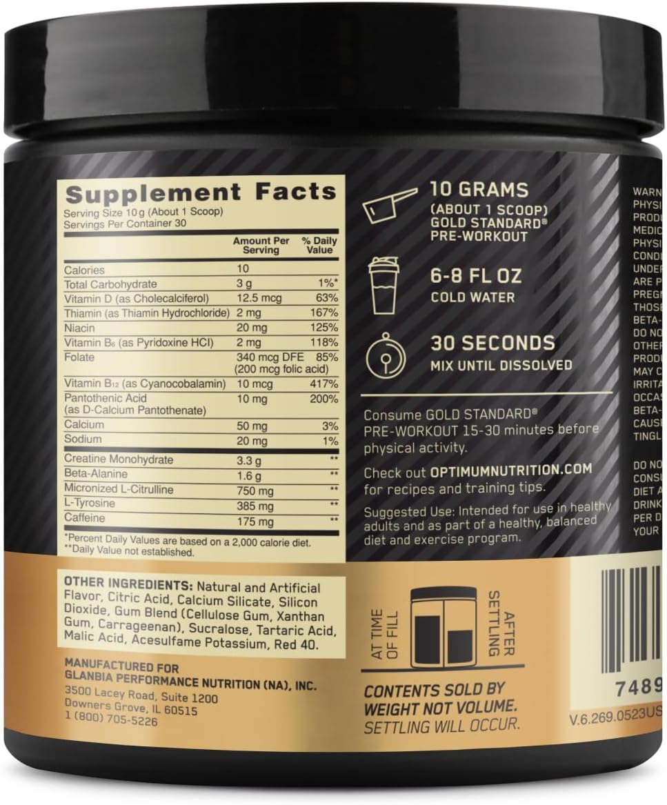 OPTIMUM NUTRITION Gold Standard Pre-Workout with Creatine, Beta-Alanine, and Caffeine for Energy