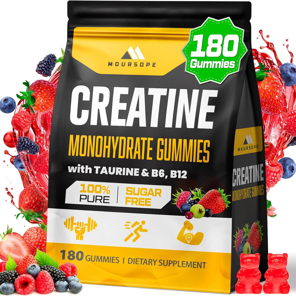 Sugar-Free Creatine Monohydrate Gummies – Vegan Pre-Workout Boost for Men & Women