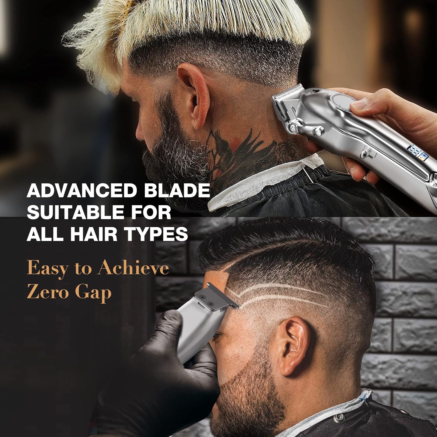 SUPRENT® Silver Edition Pro Barber Kit Cordless Hair Clipper T-Blade Trimmer